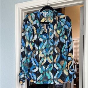 Abstract Blue and Green Blouse
